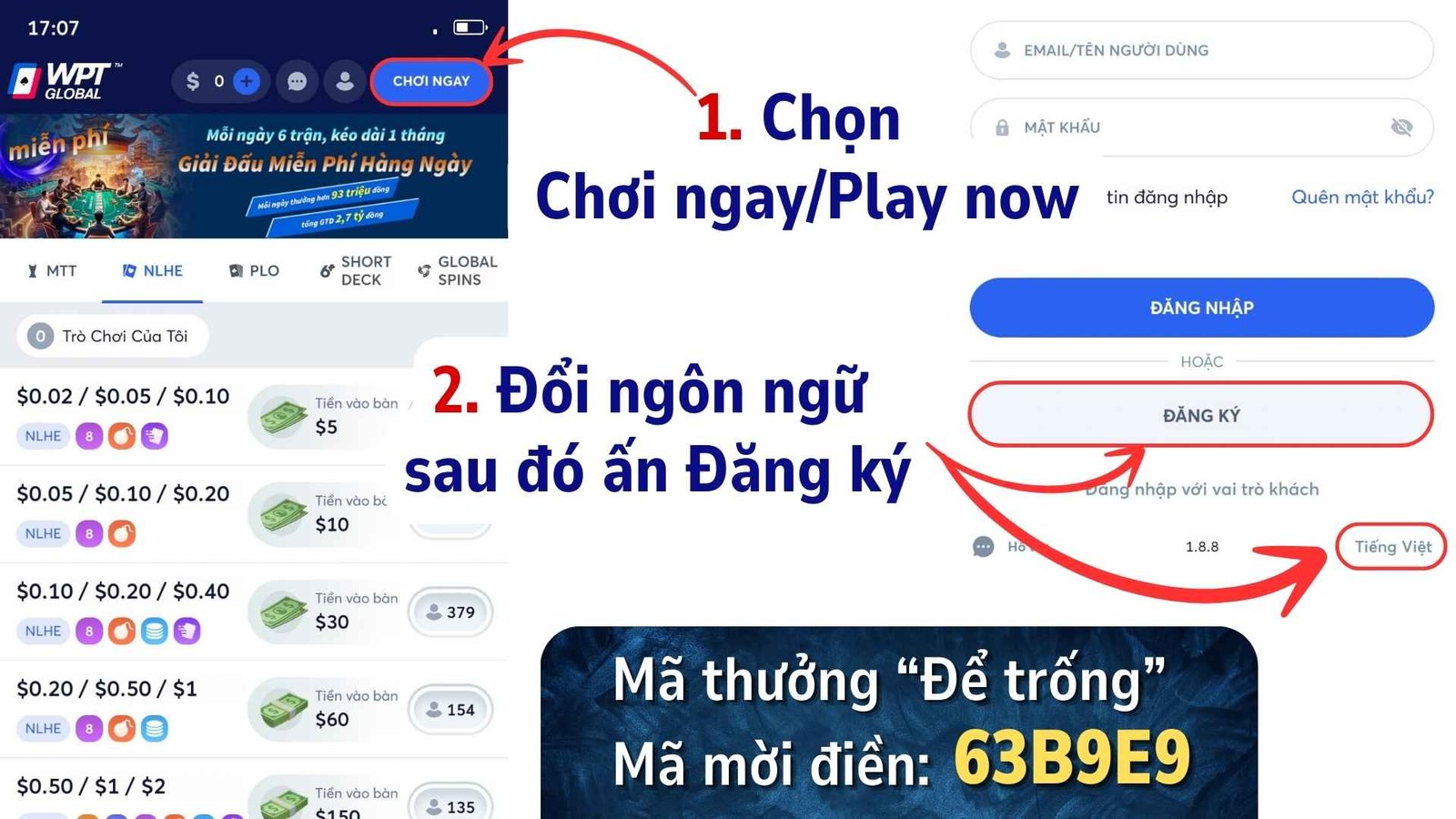 Hướng dẫn đăng ký tài khoản WPT Global Hướng dẫn đăng ký tài khoản WPT Global