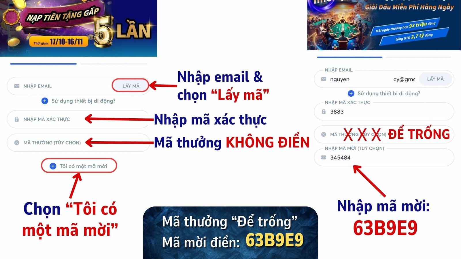 Xác minh email và điền mã mời khi đăng ký tài khoản WPT Xác minh email và điền mã mời khi đăng ký tài khoản WPT