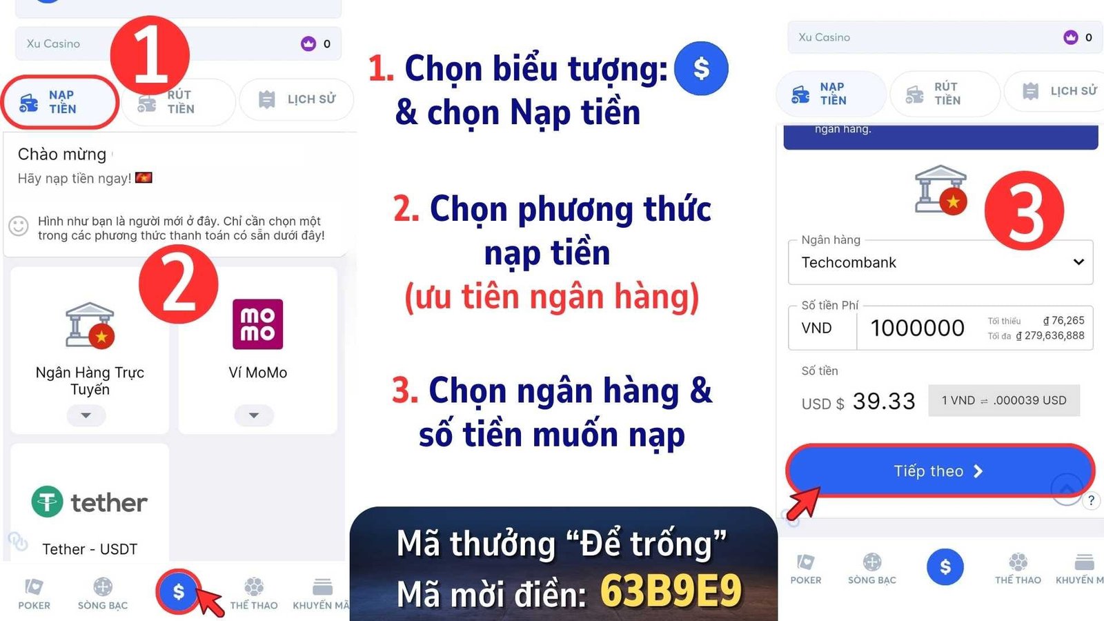 Hướng dẫn nạp tiền WPT Global Hướng dẫn nạp tiền WPT Global